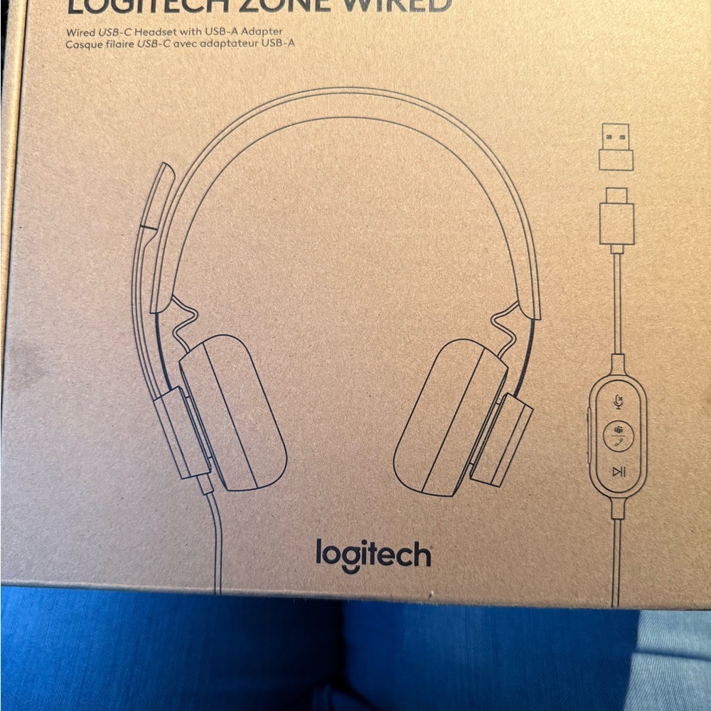 Logitech Zone Wired Headset in Brown Packaging